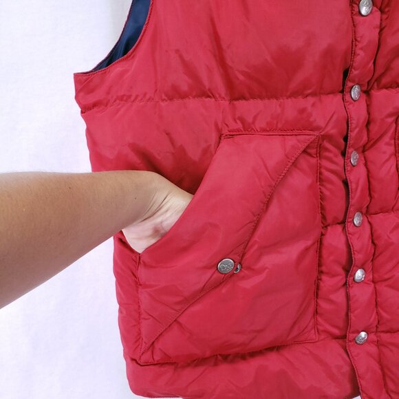 Vintage Denver Down Multicolor Leather n Nylon Puff Jacket Vest Goose Down Fill - Picture 10 of 16